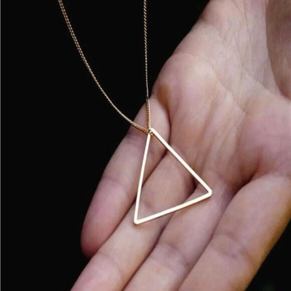 No Brand Jewelry - Long Triangle Necklace Gold simple Necklace Triangle Minimal
